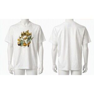 York Trinidad T-Shirt Unisex Medium Sea-Life Gold Thread Embroidery Coastal